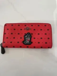 コーチ ミッキーマウス 長財布 赤