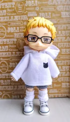 ●桃缶●no.193　オビツ11サイズ 黒猫パーカー3点セット