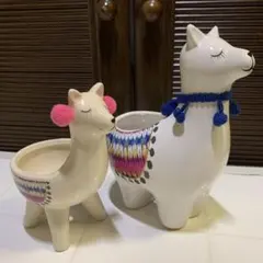 アルパカ型 陶器鉢 多肉植物 ２個セット