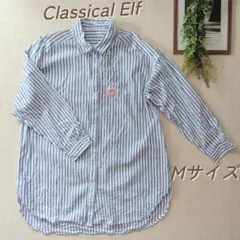 クラシカルエルフ　ビッグ　シャツ　長袖　ダークネイビーストライプ　M