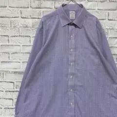 ブルックスブラザーズ長袖シャツ！パープル　ギンガムチェックXL 922