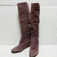紫色 スエード ロングブーツ　24.5cm　傷あり