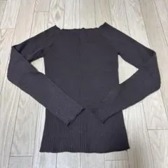 スクエアネックリブニットトップス　GRL チャコールL