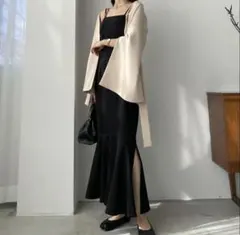 【美品】 ルエレ Louere マーメイド キャミワンピース L ブラック 黒