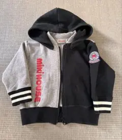 【美品】ミキハウス フード取り外し付きトレーナー ロゴあり90センチ☆