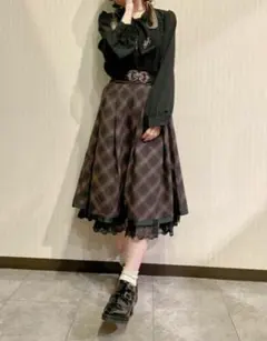 アクシーズ　大人気　タータンチェックスカート　Ｍ　黒茶