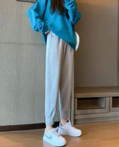 マタニティパンツ (グレー)【秋冬向け】M