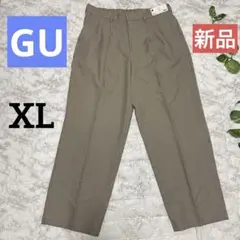 【新品】GU ジーユー メンズ ツータックバギースラックス ベージュチェックXL