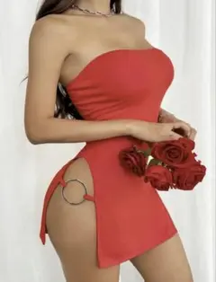 新品未使用品　チューブトップボディコンミニドレス コスプレ　レッド　M