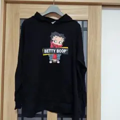 大きいサイズBetty Boop 黒薄手トレーナーパーカー 5L