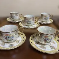 値下げ　Fine Seyei China 花柄カップ・ソーサー 5セット