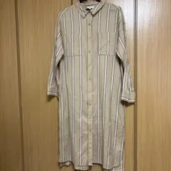 ★美品　HUSHUSHハッシュアッシュ　ストライプシャツワンピース★羽織にも