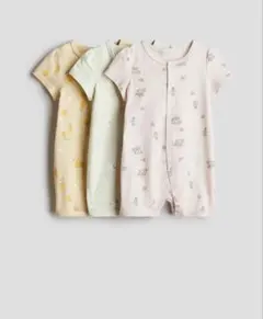 H&M コットンカバーオールパジャマ　3枚組　【80】