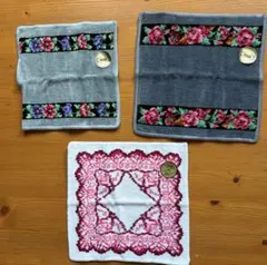 FEILER 花柄刺繍 ハンカチ 3枚セット