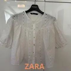 ZARA ホワイト 半袖ブラウス