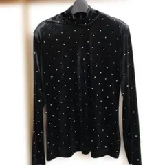 H＆M　ブラック ベルベット 長袖トップス キラキラ　結婚式　イベント　ビジュー