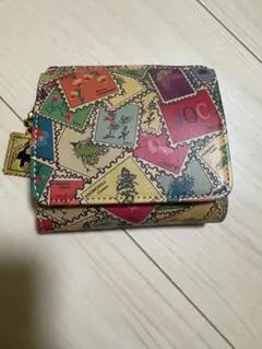 美品♡ ホコモモラ　　切手柄財布　二つ折り
