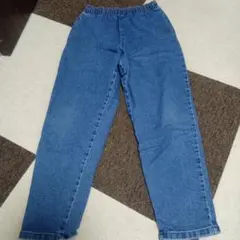 デニムストレートパンツ ゴムウエスト