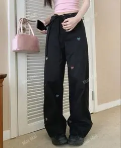 リボン刺繍 パンツ