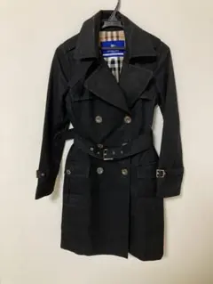 バーバリー　ブルーレーベル　ブラックトレンチコート ダブルブレスト　訳あり