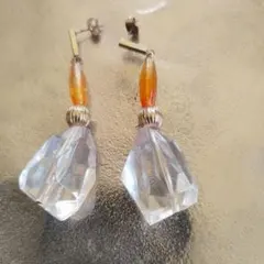 新品　レトロピアス　 ヴィンテージ ゴールド アンティーク　ドロップ　クリア