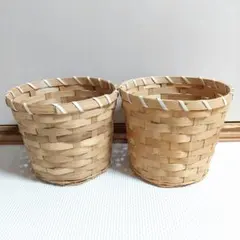 ②ナチュラル　天然素材　バスケット　２個