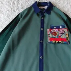 美品 アルベロベロ 近年 ブタサン クレイジーパターン 刺繍ポケット 長袖シャツのサムネイル