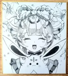原神　ヨォーヨ　色紙　イラスト　手書き　ペン画