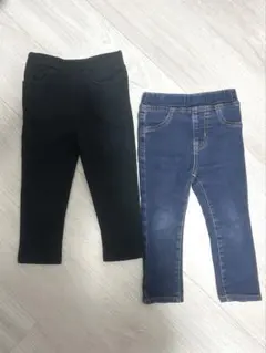 ベビー長ズボン　ブラックとデニムの長ズボンセット　90㎝