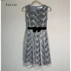 トッコクローゼット ★ ウエストリボン付き チュール フラワードット ワンピース