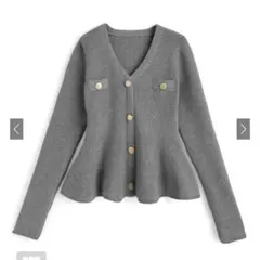 Vネックペプラムニットトップス[lt114]