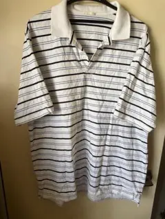 GU ポロシャツ ボーダー柄 ホワイト XL