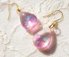 透ける桜花びらレジンしずくお花見ピアス