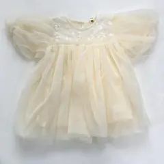 【24h以内発送可】ベビードレス　クリーム色　チュール