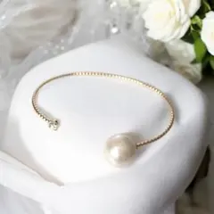 ゴールド＊コットンパール＊バングル