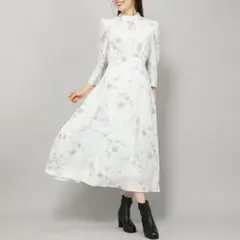 ミッシュマッシュ 花柄 ワンピース 水色 ライトブルー ワンピ Mサイズ ロング