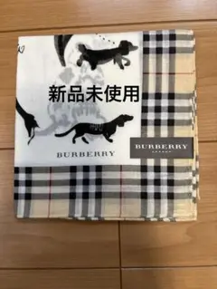 BURBERRY 犬と女性のイラスト ハンカチ