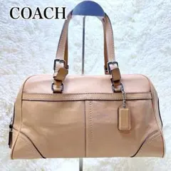 美品 COACH スモール タイ トート ミニボストン ターンロック 革