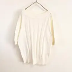 HUMAN WOMAN コットンニット M オフ白 上品シンプル