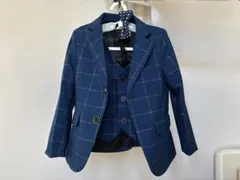 【size100】ネイビー チェック柄 フォーマルスーツ セット