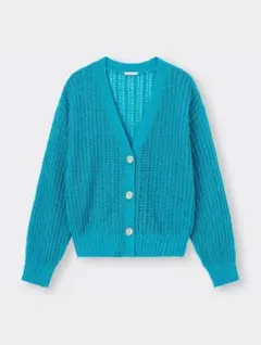GU ターコイズ レース編みカーディガン M