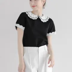 新品⭐︎fitmore 刺繍ダブルカラーレイヤードトップス　匿名配送のサムネイル