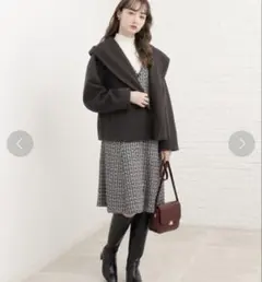 フードショートコート　ブラウン