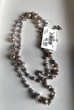 シルバーとピンクパールのネックレス