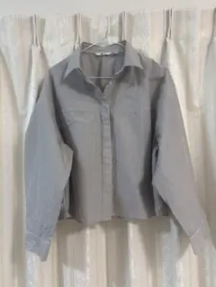 UNIQLO :C ストライプシャツ 長袖 グレー XL