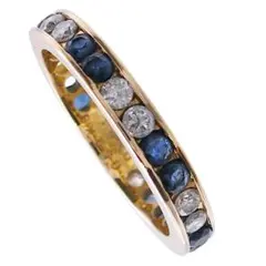 リング K18 ダイヤモンド0.564ct/サファイア0.59ct 8号