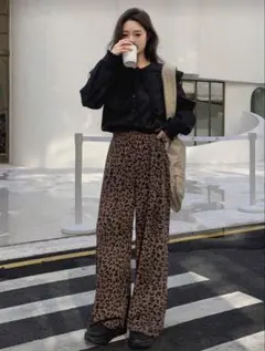 ヒョウ柄 ワイドパンツ