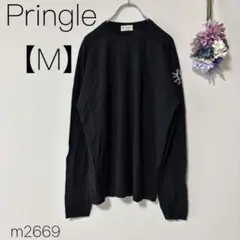 ウールセーター　ニット　毛100% 柔らか素材　ブラック　黒　Pringle