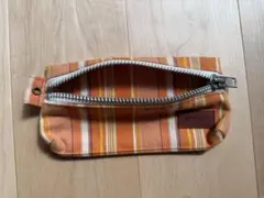 オレンジ ストライプ ペンケース