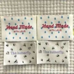 新品未使用　大きな布タグ　縫い付け　2種4枚　ドット　白　1セットのみ